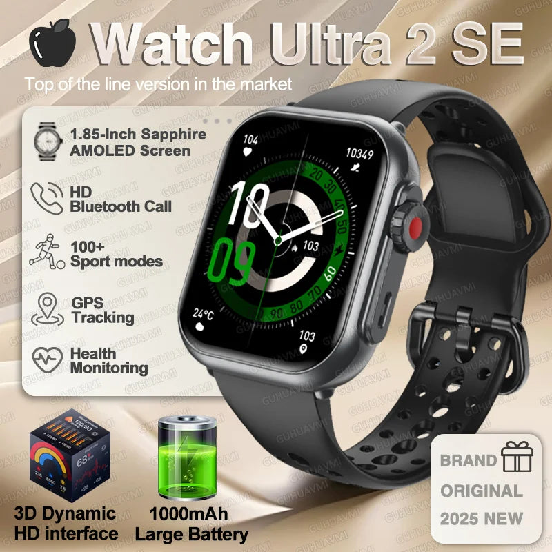 Smartwatch für iOS – Ultra 2 & SE, Unisex, 1000mAh Akku, GPS, AMOLED Display, Bluetooth-Anrufe, Sportfunktionen, wasserdicht – Produktfoto