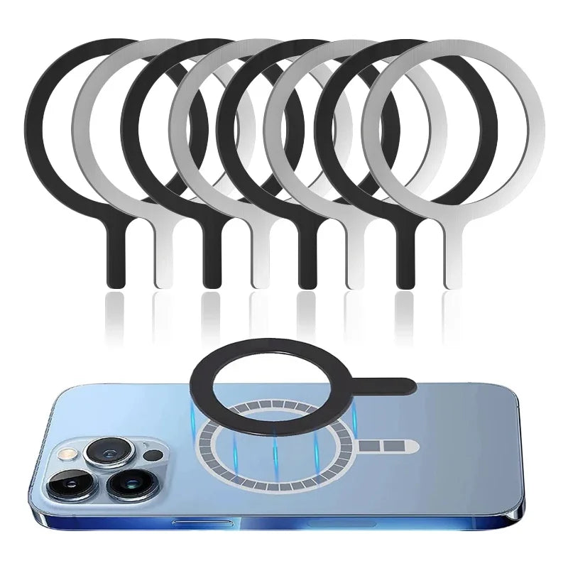 Selbstklebender Metallring / Eisenblech-Aufkleber für Apple iPhone Hüllen – MagSafe Magnetischer Lade-Ring für kabelloses Laden – Produktfoto