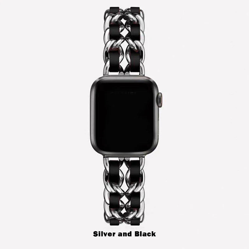 Elegantes Damen-Metallarmband für Apple Watch – kompatibel mit allen Serien (Ultra, 10, 9, 8, SE, 7, 6, – Produktfoto