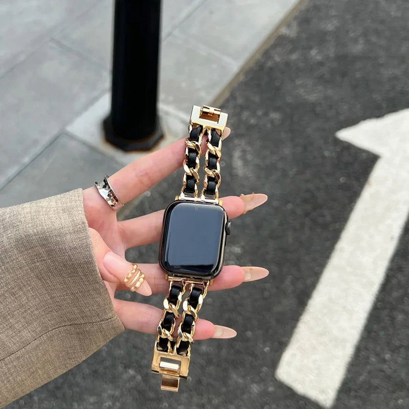 Elegantes Damen-Metallarmband für Apple Watch – kompatibel mit allen Serien (Ultra, 10, 9, 8, SE, 7, 6, – Produktfoto