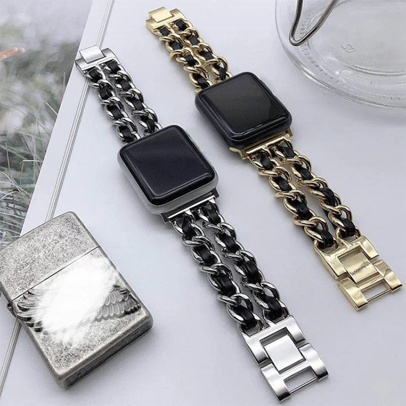 Elegantes Damen-Metallarmband für Apple Watch – kompatibel mit allen Serien (Ultra, 10, 9, 8, SE, 7, 6, – Produktfoto