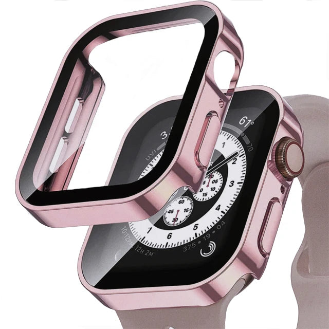 Glass+Case For Apple Watch 42 46mm 45mm 41 49 44mm 40 mm straight edge Screen Protector Cover Case iWatch SE 6 7 8 9 10 11 Ultra – Produktfoto