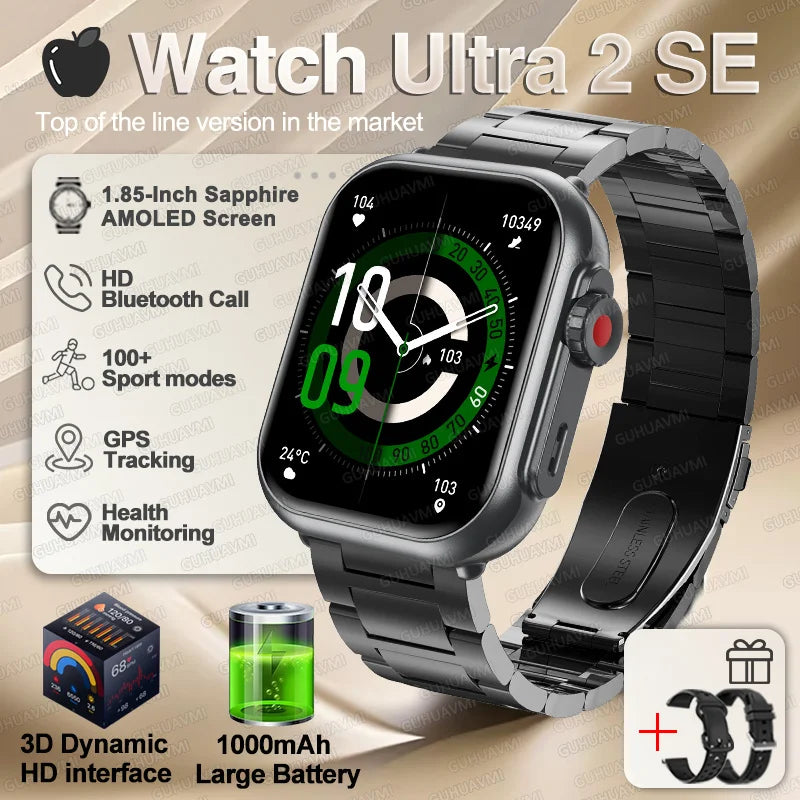 Smartwatch für iOS – Ultra 2 & SE, Unisex, 1000mAh Akku, GPS, AMOLED Display, Bluetooth-Anrufe, Sportfunktionen, wasserdicht – Produktfoto