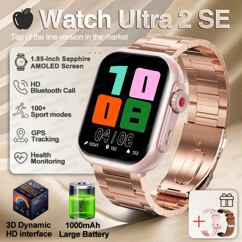 Smartwatch für iOS – Ultra 2 & SE, Unisex, 1000mAh Akku, GPS, AMOLED Display, Bluetooth-Anrufe, Sportfunktionen, wasserdicht – Produktfoto
