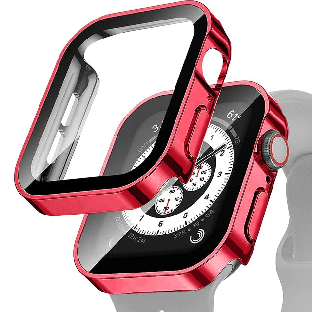 Glass+Case For Apple Watch 42 46mm 45mm 41 49 44mm 40 mm straight edge Screen Protector Cover Case iWatch SE 6 7 8 9 10 11 Ultra – Produktfoto