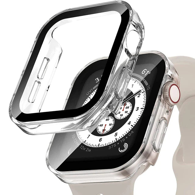Glass+Case For Apple Watch 42 46mm 45mm 41 49 44mm 40 mm straight edge Screen Protector Cover Case iWatch SE 6 7 8 9 10 11 Ultra – Produktfoto