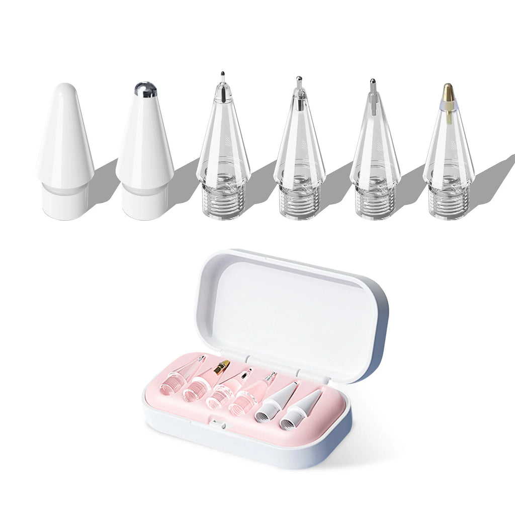 6/4-in-1 Ersatzspitzen für Apple Pencil – kompatibel mit 1. und 2. Generation sowie USB-C, verbesserte iPad Stiftspitzen mit Aufbewahrungsbox – Produktfoto