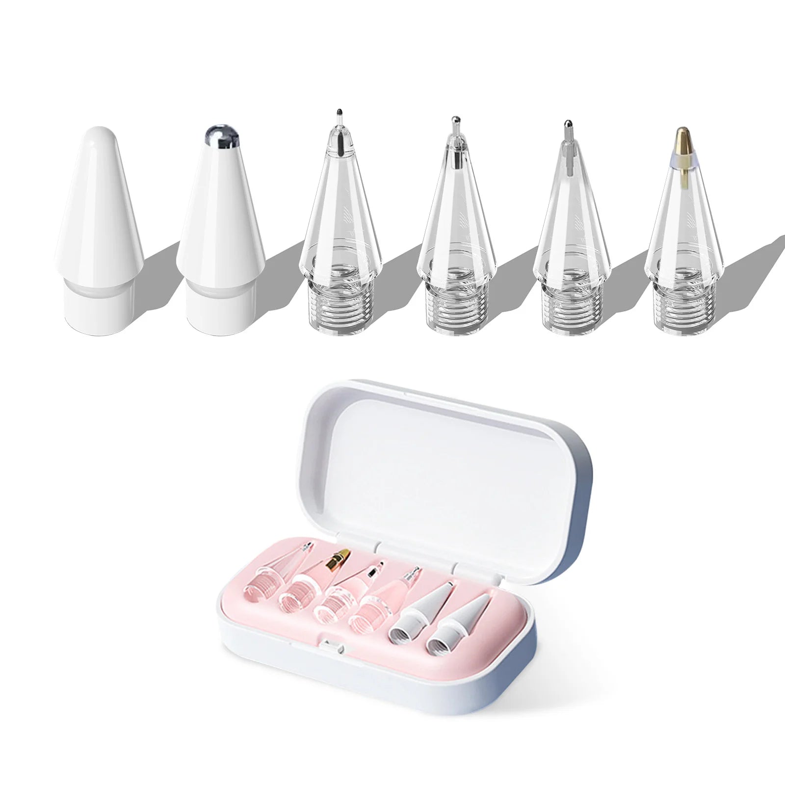 6/4-in-1 Ersatzspitzen für Apple Pencil – kompatibel mit 1. und 2. Generation sowie USB-C, verbesserte iPad Stiftspitzen mit Aufbewahrungsbox – Produktfoto