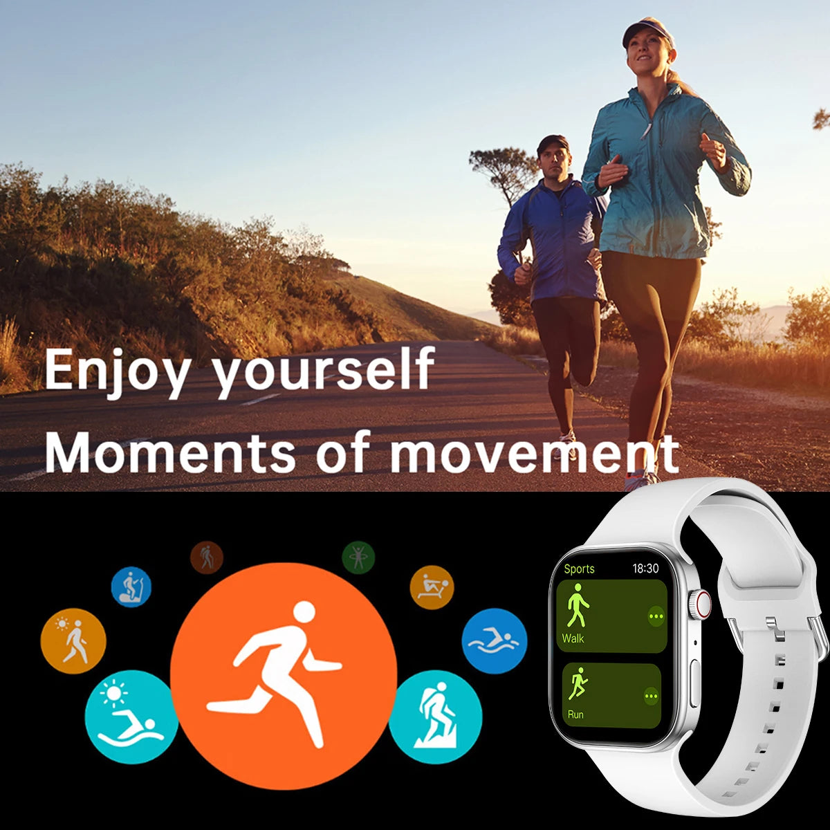 Smartwatch – 1,83" HD Display, Bluetooth-Anrufe, Herzfrequenz, 120+ Sportmodi, wasserdicht, für Männer & Frauen, perfektes Geschenk – Produktfoto