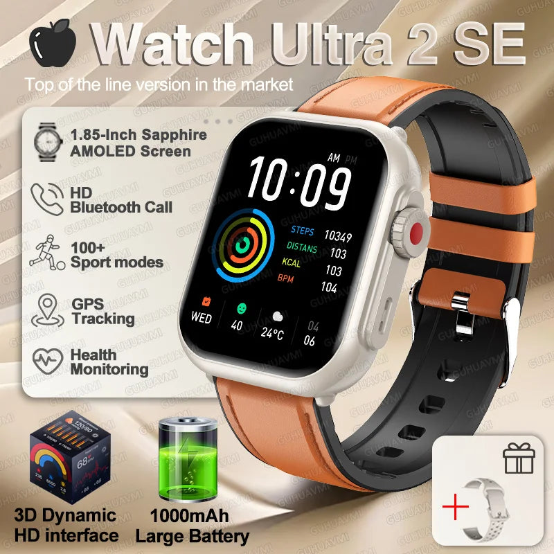 Smartwatch für iOS – Ultra 2 & SE, Unisex, 1000mAh Akku, GPS, AMOLED Display, Bluetooth-Anrufe, Sportfunktionen, wasserdicht – Produktfoto