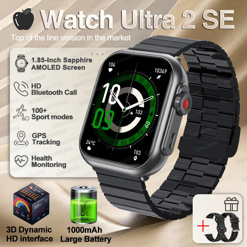 Smartwatch für iOS – Ultra 2 & SE, Unisex, 1000mAh Akku, GPS, AMOLED Display, Bluetooth-Anrufe, Sportfunktionen, wasserdicht – Produktfoto