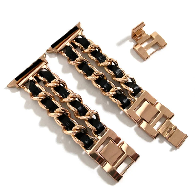 Elegantes Damen-Metallarmband für Apple Watch – kompatibel mit allen Serien (Ultra, 10, 9, 8, SE, 7, 6, – Produktfoto