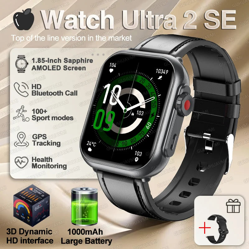 Smartwatch für iOS – Ultra 2 & SE, Unisex, 1000mAh Akku, GPS, AMOLED Display, Bluetooth-Anrufe, Sportfunktionen, wasserdicht – Produktfoto