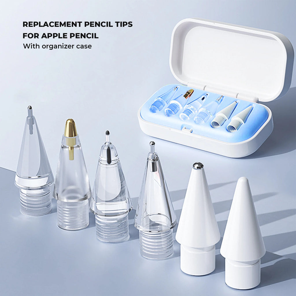6/4-in-1 Ersatzspitzen für Apple Pencil – kompatibel mit 1. und 2. Generation sowie USB-C, verbesserte iPad Stiftspitzen mit Aufbewahrungsbox – Produktfoto