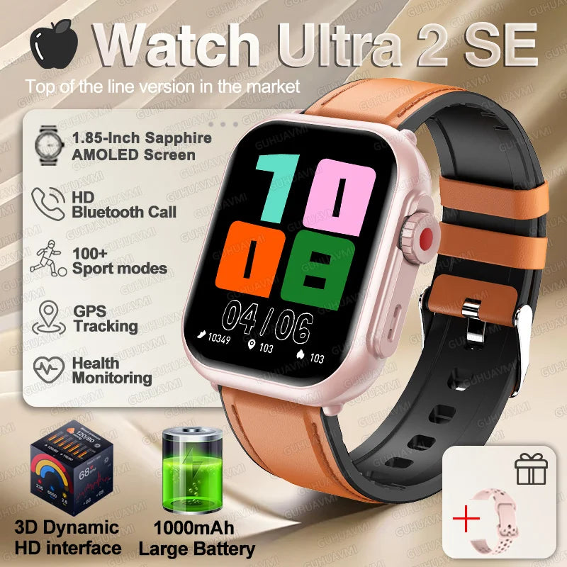 Smartwatch für iOS – Ultra 2 & SE, Unisex, 1000mAh Akku, GPS, AMOLED Display, Bluetooth-Anrufe, Sportfunktionen, wasserdicht – Produktfoto