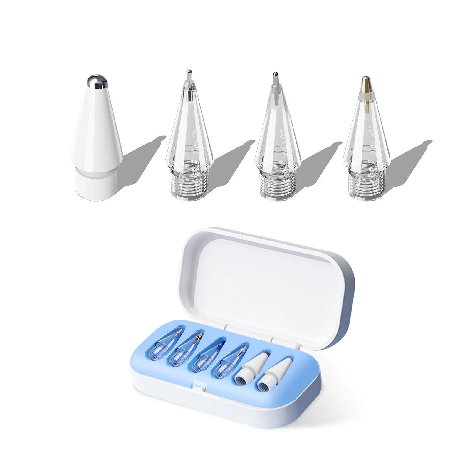 6/4-in-1 Ersatzspitzen für Apple Pencil – kompatibel mit 1. und 2. Generation sowie USB-C, verbesserte iPad Stiftspitzen mit Aufbewahrungsbox – Produktfoto