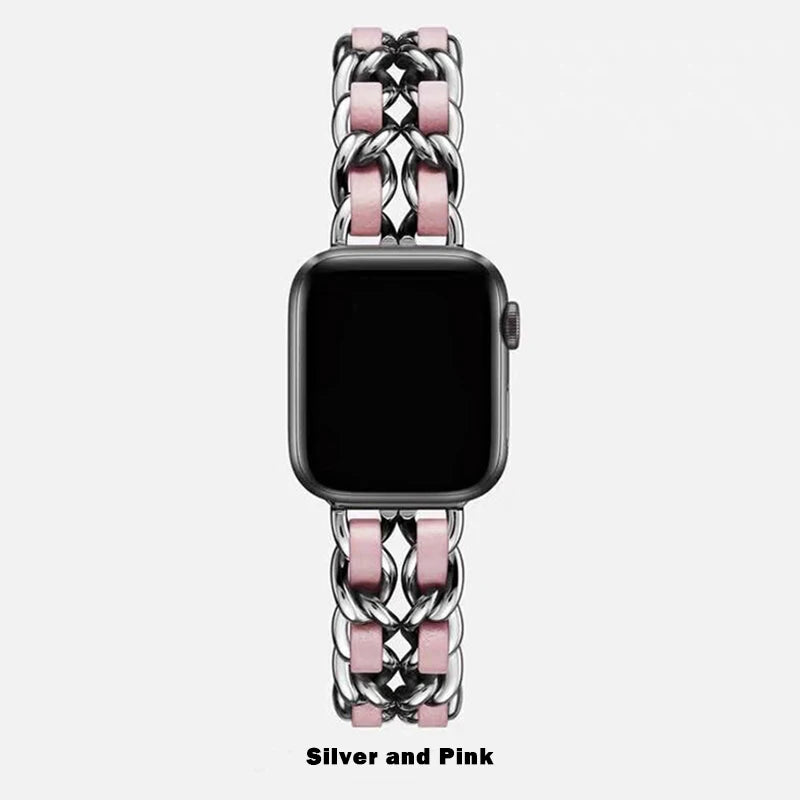 Elegantes Damen-Metallarmband für Apple Watch – kompatibel mit allen Serien (Ultra, 10, 9, 8, SE, 7, 6, – Produktfoto