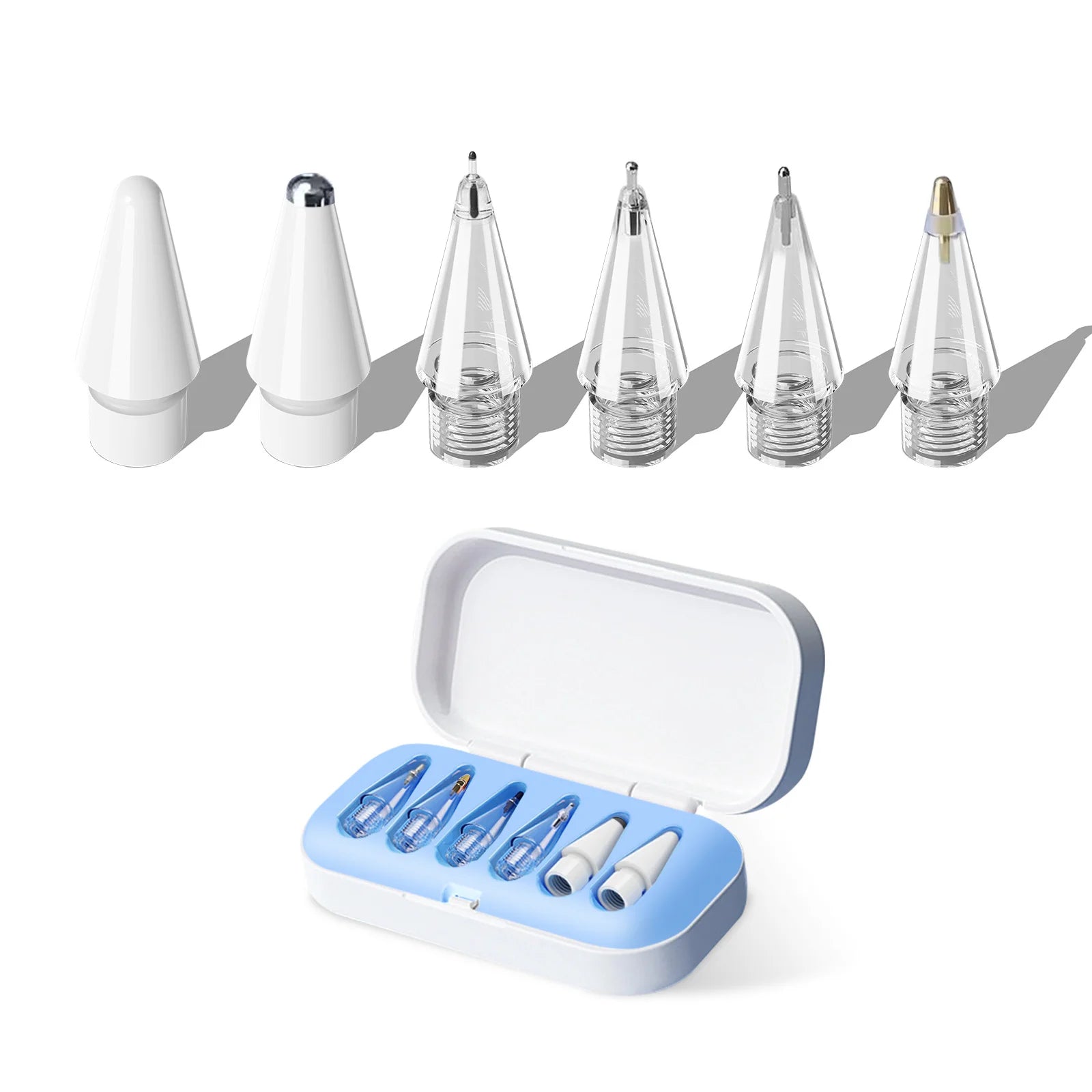 6/4-in-1 Ersatzspitzen für Apple Pencil – kompatibel mit 1. und 2. Generation sowie USB-C, verbesserte iPad Stiftspitzen mit Aufbewahrungsbox – Produktfoto