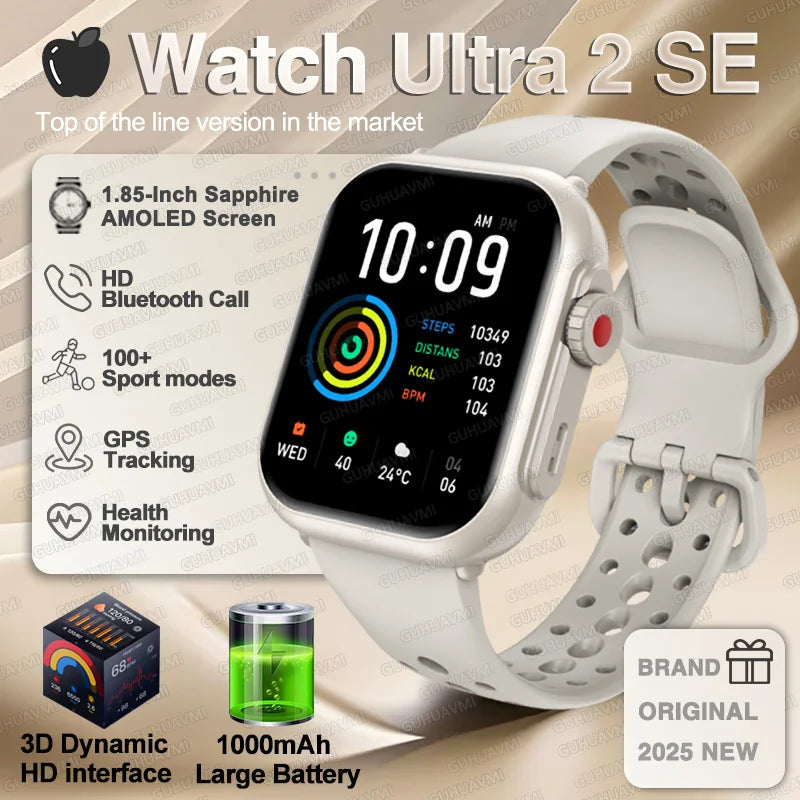 Smartwatch für iOS – Ultra 2 & SE, Unisex, 1000mAh Akku, GPS, AMOLED Display, Bluetooth-Anrufe, Sportfunktionen, wasserdicht – Produktfoto