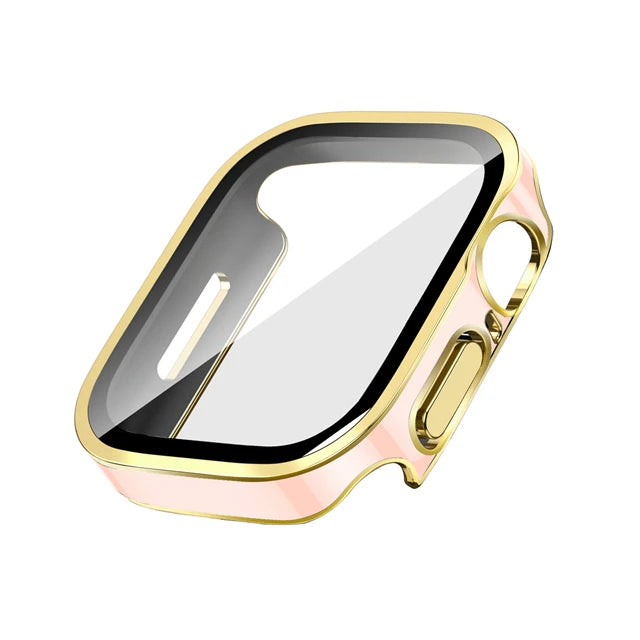 Glass+Case For Apple Watch 42 46mm 45mm 41 49 44mm 40 mm straight edge Screen Protector Cover Case iWatch SE 6 7 8 9 10 11 Ultra – Produktfoto