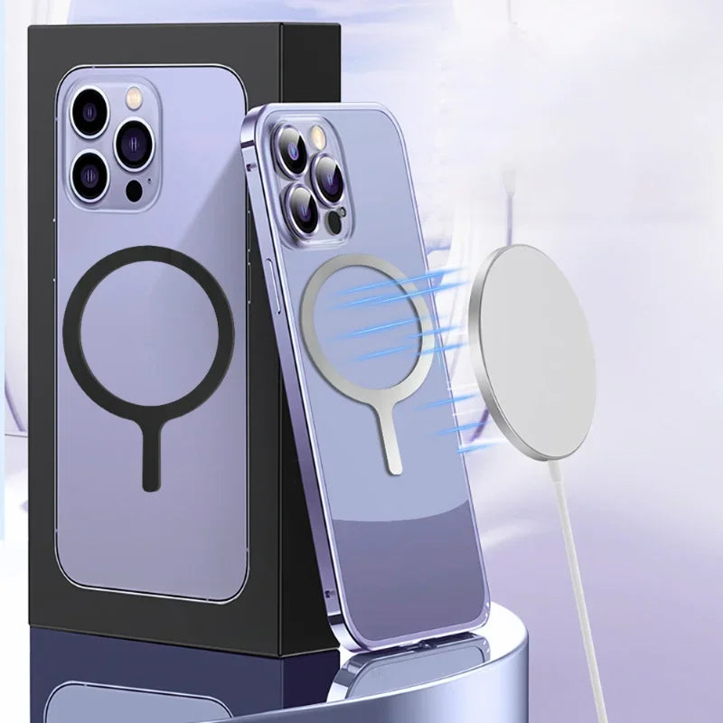 Selbstklebender Metallring / Eisenblech-Aufkleber für Apple iPhone Hüllen – MagSafe Magnetischer Lade-Ring für kabelloses Laden – Produktfoto