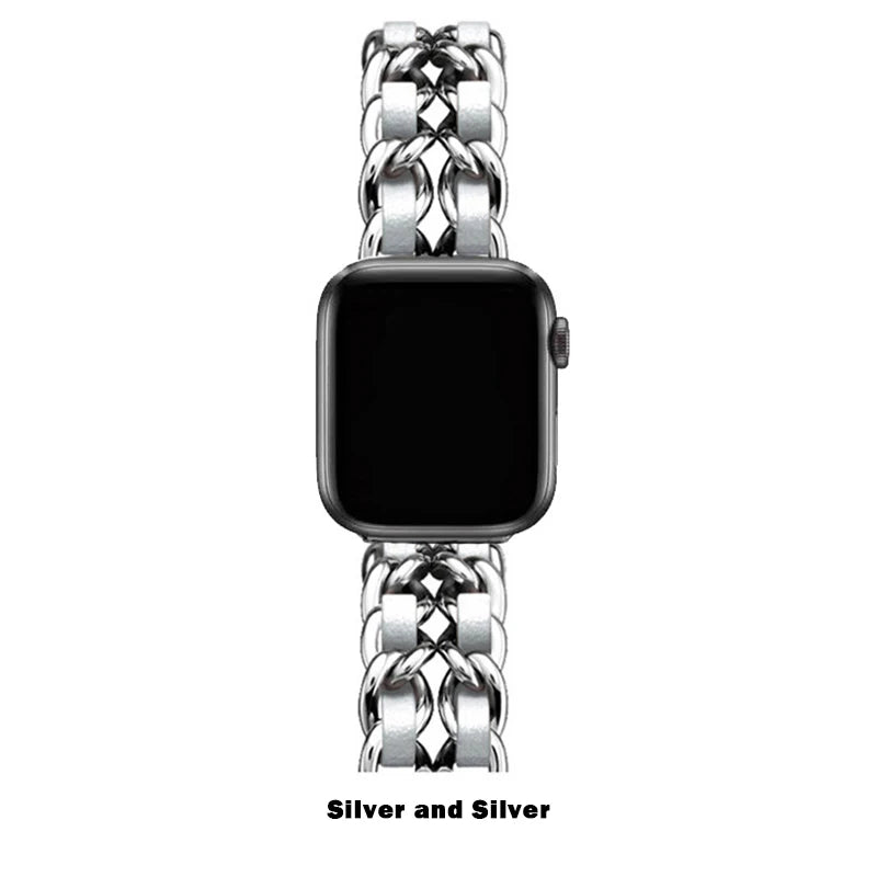 Elegantes Damen-Metallarmband für Apple Watch – kompatibel mit allen Serien (Ultra, 10, 9, 8, SE, 7, 6, – Produktfoto