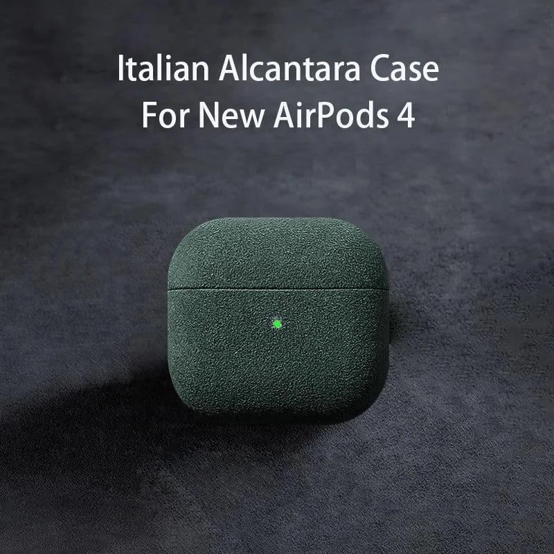 Italienische Alcantara-Lederhülle für Apple AirPods 4 – Luxus Schutzhülle für neue AirPods 4 – Produktfoto