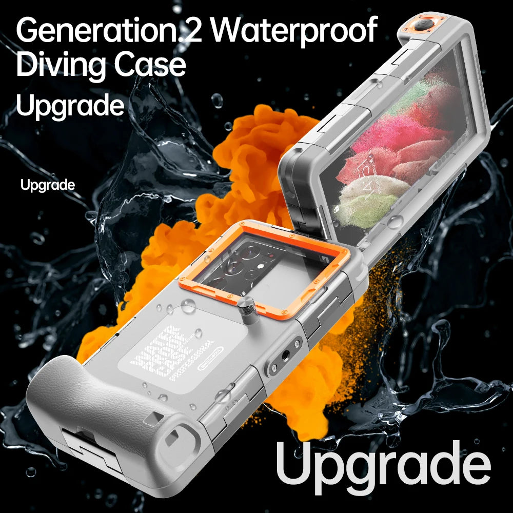 Professionelle Taucher-Handyhülle – Wasserdichtes Unterwasser-Case für iPhone 12–15 Pro Max, Samsung S22/S23 & Huawei – Produktfoto