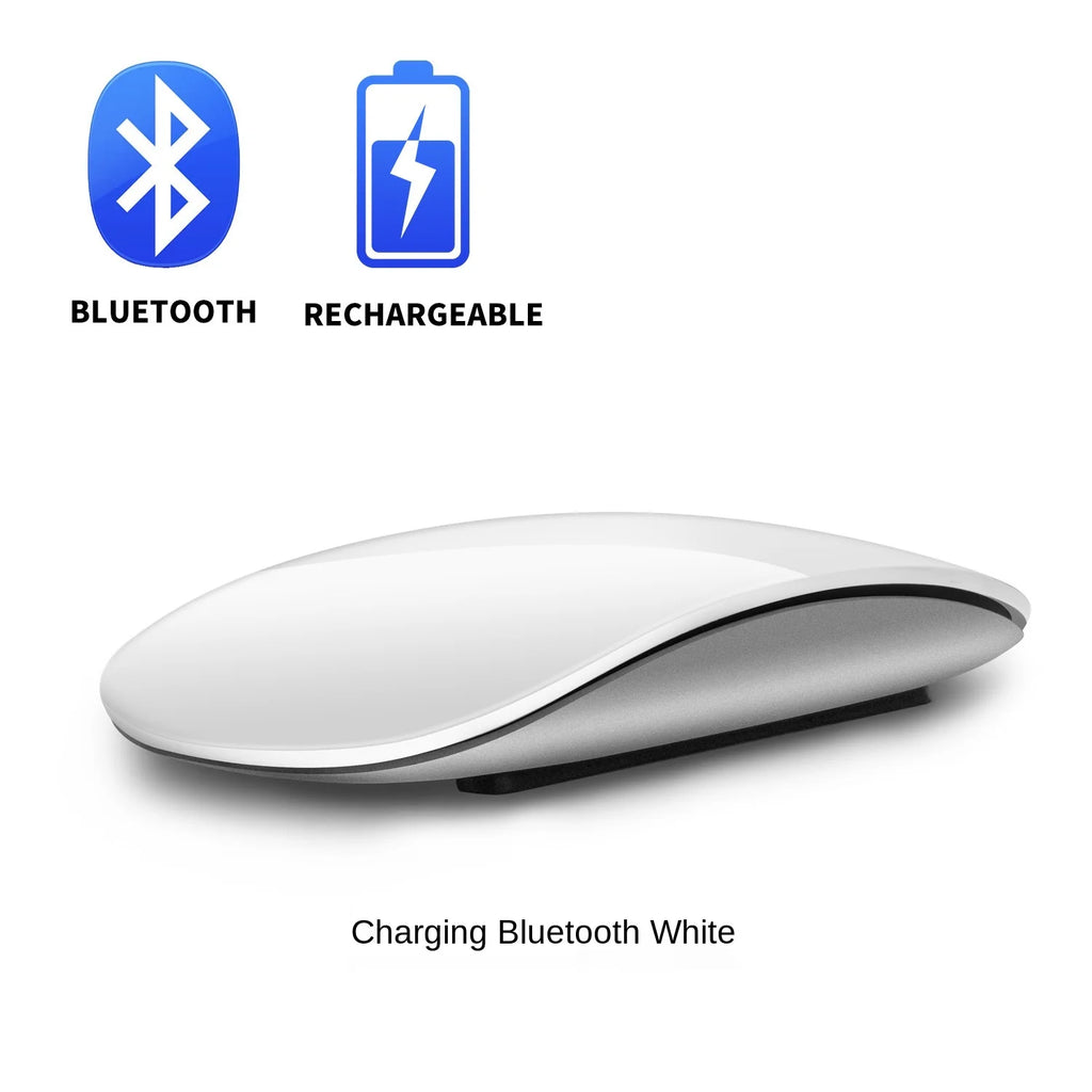 Kabellose Bluetooth-Magic-Mouse, leise, wiederaufladbar, Laser-Computermaus, schlank, ergonomisch, für Apple MacBook und Microsoft – Produktfoto