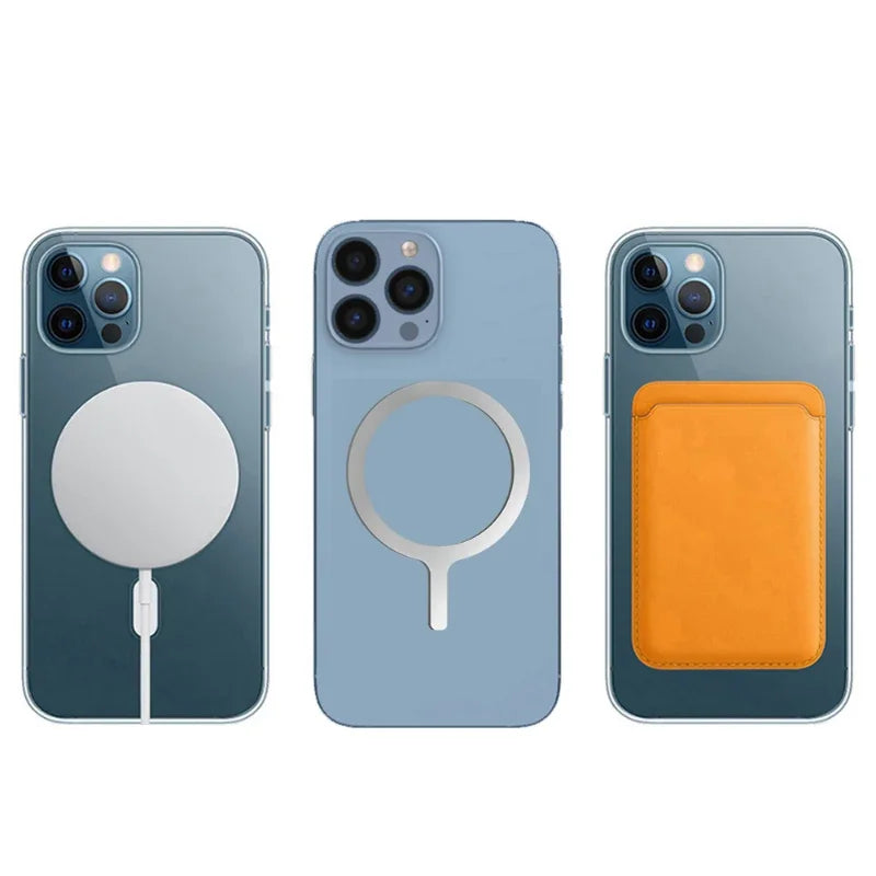 Selbstklebender Metallring / Eisenblech-Aufkleber für Apple iPhone Hüllen – MagSafe Magnetischer Lade-Ring für kabelloses Laden – Produktfoto