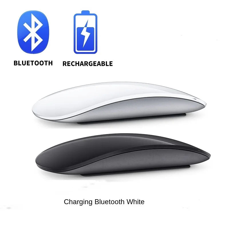 Kabellose Bluetooth-Magic-Mouse, leise, wiederaufladbar, Laser-Computermaus, schlank, ergonomisch, für Apple MacBook und Microsoft – Produktfoto