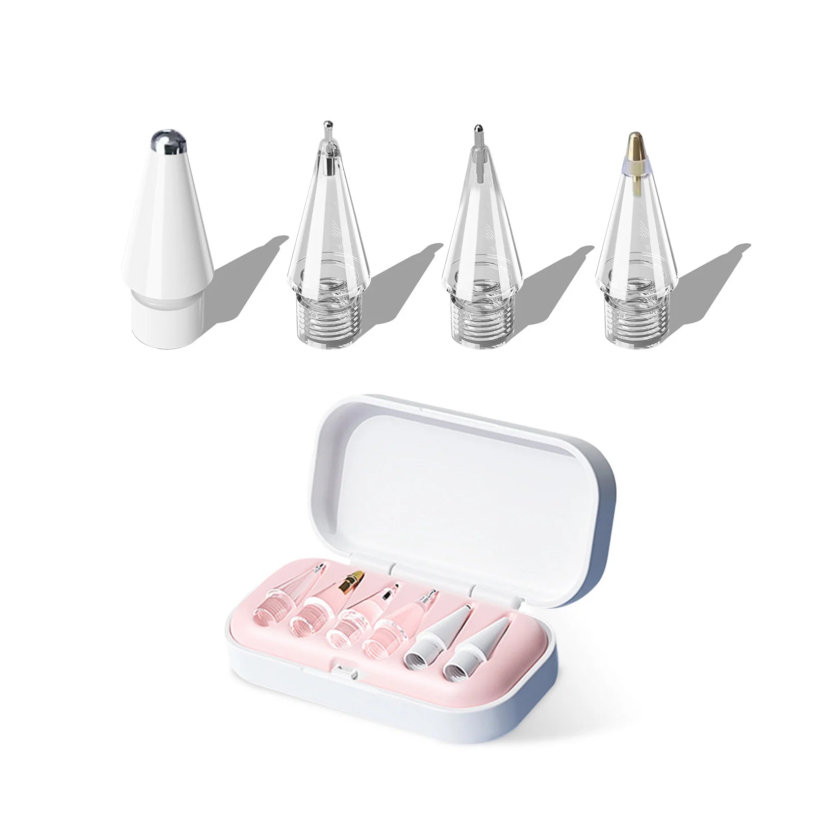 6/4-in-1 Ersatzspitzen für Apple Pencil – kompatibel mit 1. und 2. Generation sowie USB-C, verbesserte iPad Stiftspitzen mit Aufbewahrungsbox – Produktfoto