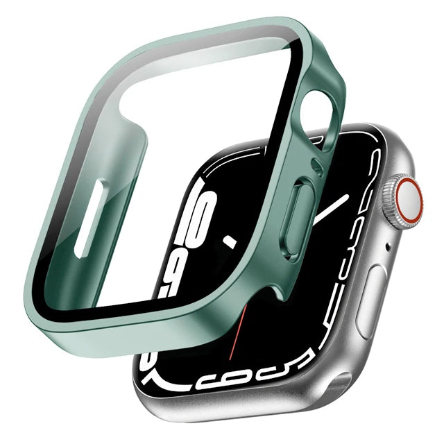 Glass+Case For Apple Watch 42 46mm 45mm 41 49 44mm 40 mm straight edge Screen Protector Cover Case iWatch SE 6 7 8 9 10 11 Ultra – Produktfoto