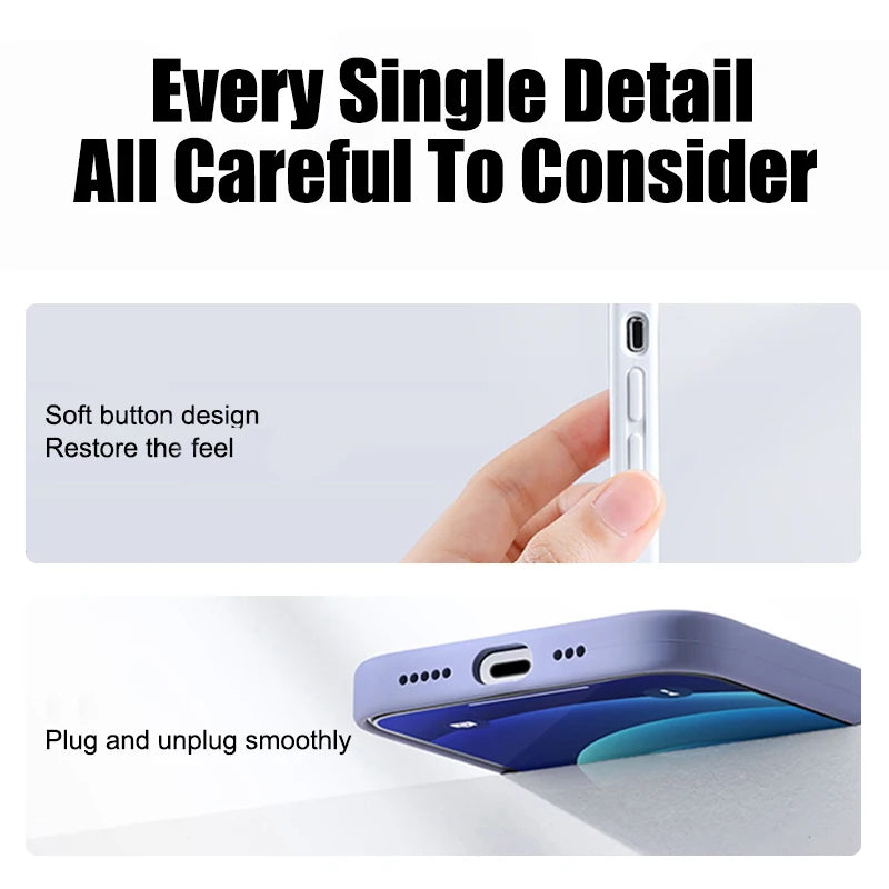 Luxuriöse Flüssigsilikon-Handyhülle für APPLE iPhone 11, 12, 13, 14, 15, 16 Pro Max – stoßfeste Schutzhülle, inkl. iPhone 15 Plus, Schutzcover. – Produktfoto