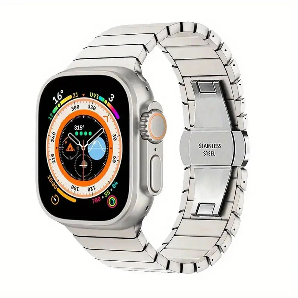 Armband für Apple Watch (40, 46, 42, 44, 45, 49 mm), Edelstahl, kompatibel mit iWatch Series 11/10/9/8/7/6/5/4, SE, 3 und Ultra – Produktfoto