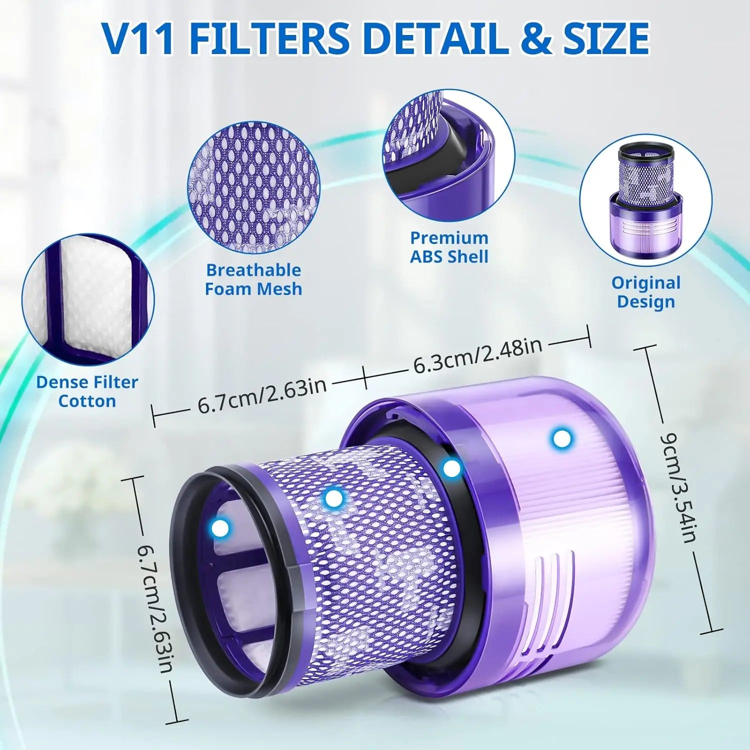HEPA-Filter für Dyson V11 Animal, V11 Torque Drive und V15 Detect – Zubehör für Zyklon-Staubsauger, waschbarer Ersatzfilter und Ersatzteil. – Produktfoto