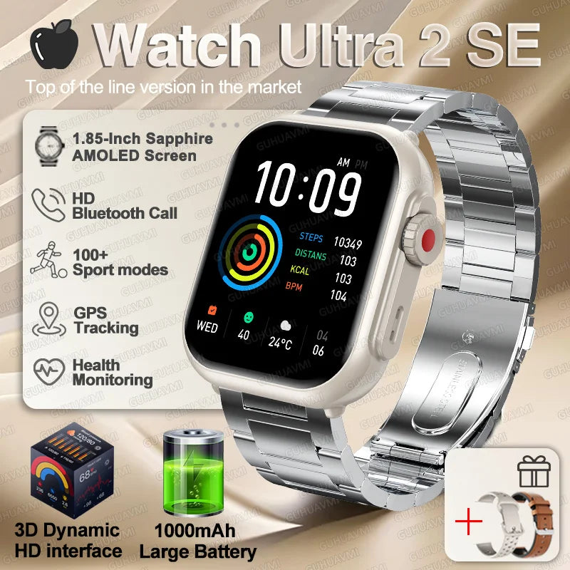 Smartwatch für iOS – Ultra 2 & SE, Unisex, 1000mAh Akku, GPS, AMOLED Display, Bluetooth-Anrufe, Sportfunktionen, wasserdicht – Produktfoto