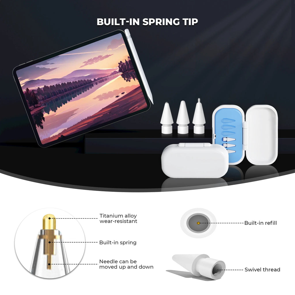 6/4-in-1 Ersatzspitzen für Apple Pencil – kompatibel mit 1. und 2. Generation sowie USB-C, verbesserte iPad Stiftspitzen mit Aufbewahrungsbox – Produktfoto