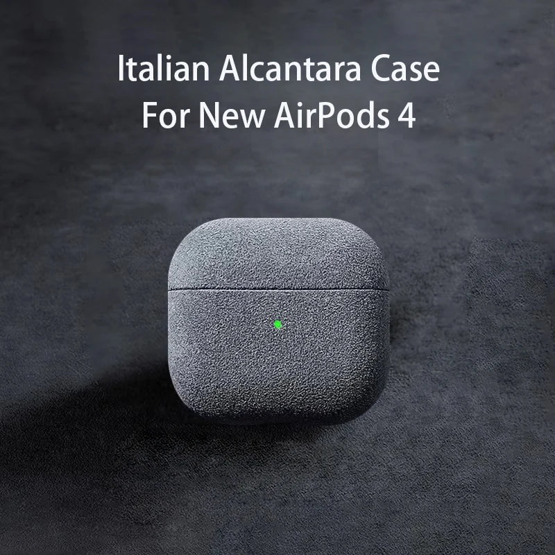 Italienische Alcantara-Lederhülle für Apple AirPods 4 – Luxus Schutzhülle für neue AirPods 4 – Produktfoto